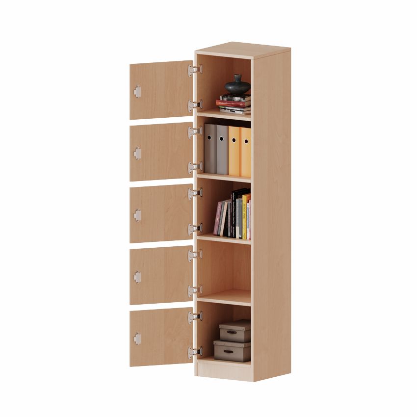 Schließfachschrank eintürig 5 OH, Briefschlitze, Türen rechts oder links, 4 Dekore